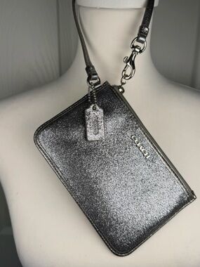 Coach Metallic Gunmetal Corner Zip
Wristlet